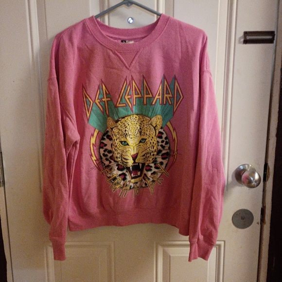 H&M Tops - 2/$10 H&M Divided Pink Def Leppard Graphic Sweatshirt Medium